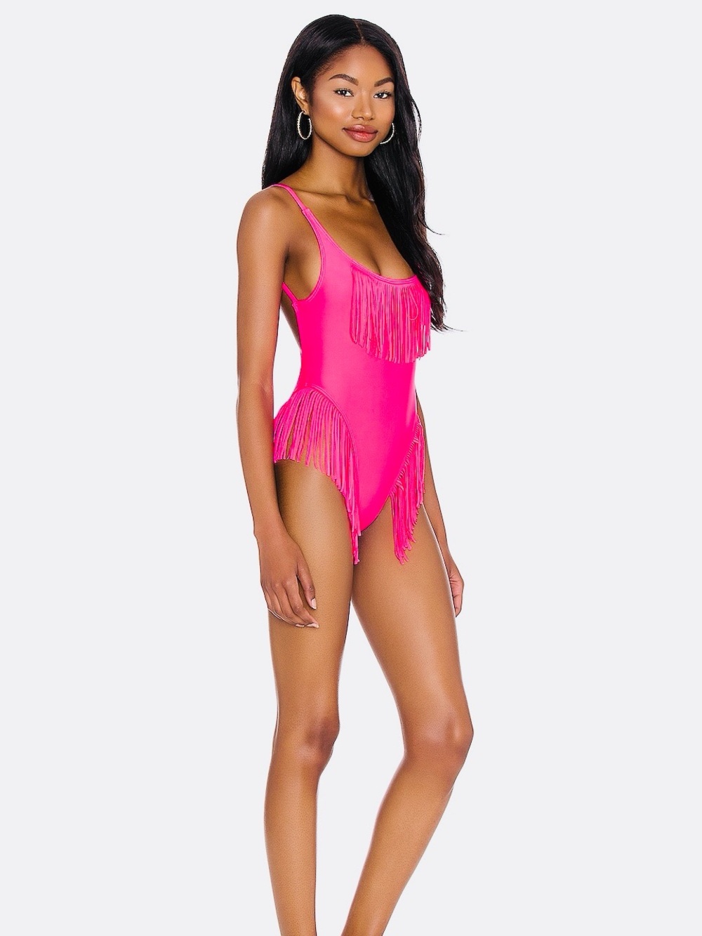 Minimale Animale Neon Pink Fringe One-Piece
